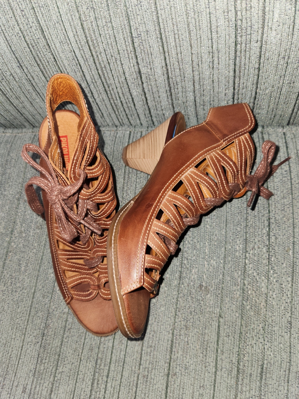 🍉PIKOLINOS Brown Lace-Up Sandals